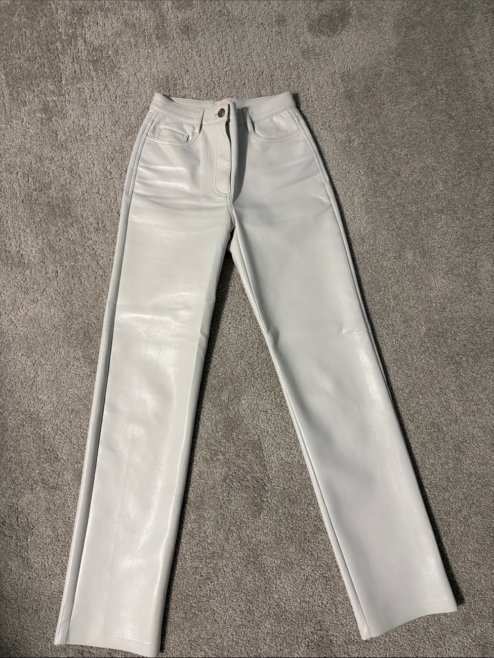 Aritzia White Faux Leather Straight-Leg Jeans